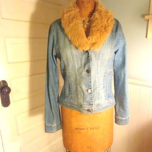 Harold's denim jacket with detachable faux…